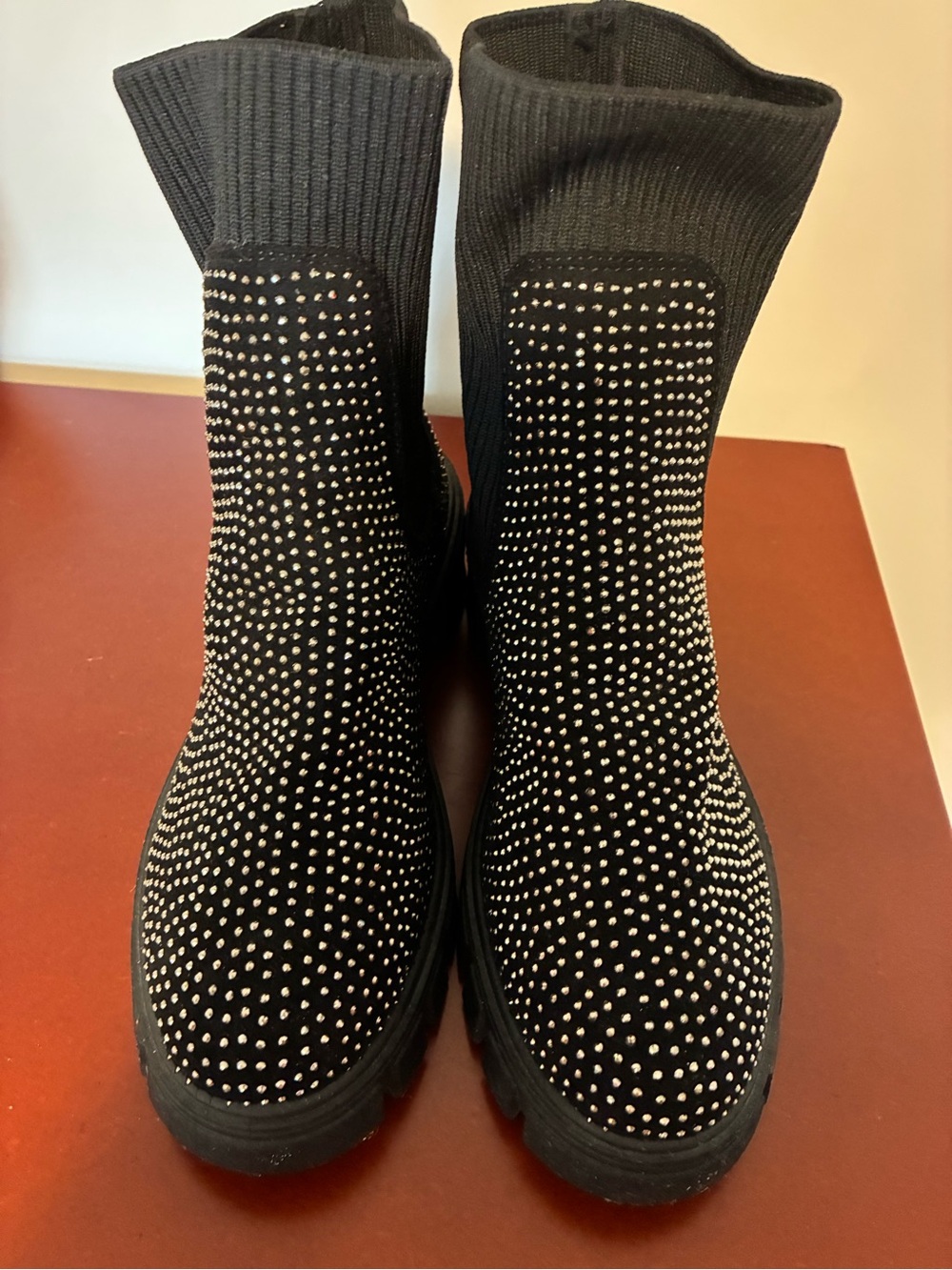 Design Lab Studded Knit Platform Chelsea Booties - Picture 3 of 8